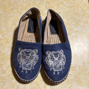 Kenzo Navy Espadrilles with White Embroidery